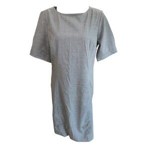 Lands End Gray Short Sleeve Sheath Modest Dress 12 Wool Blend Lined Minimalist